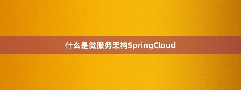 什么是微服务架构SpringCloud