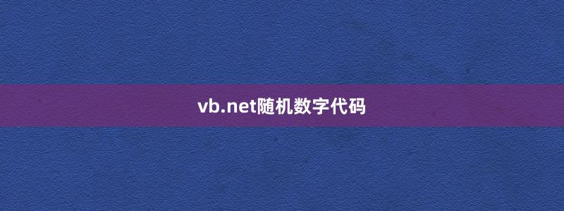 vb.net随机数字代码
